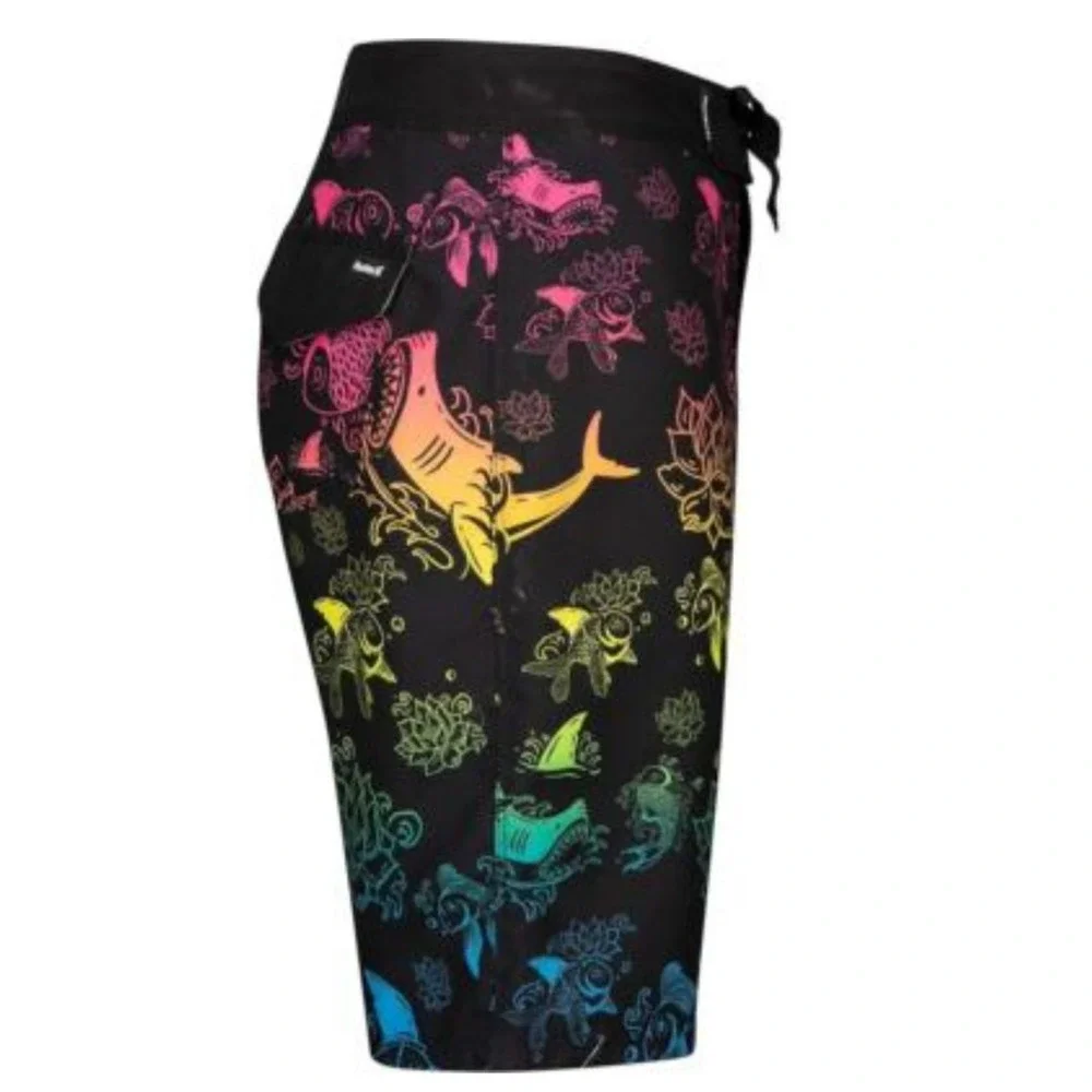 Hurley Koi‎ Fish Swim Trucks Shorts Men 20/30 Waist Colorful Surf Beach Pockets